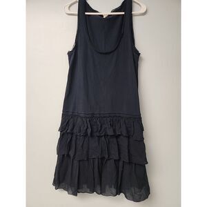 J. Crew Black Ruffle Tiered Long Sleeve Dress